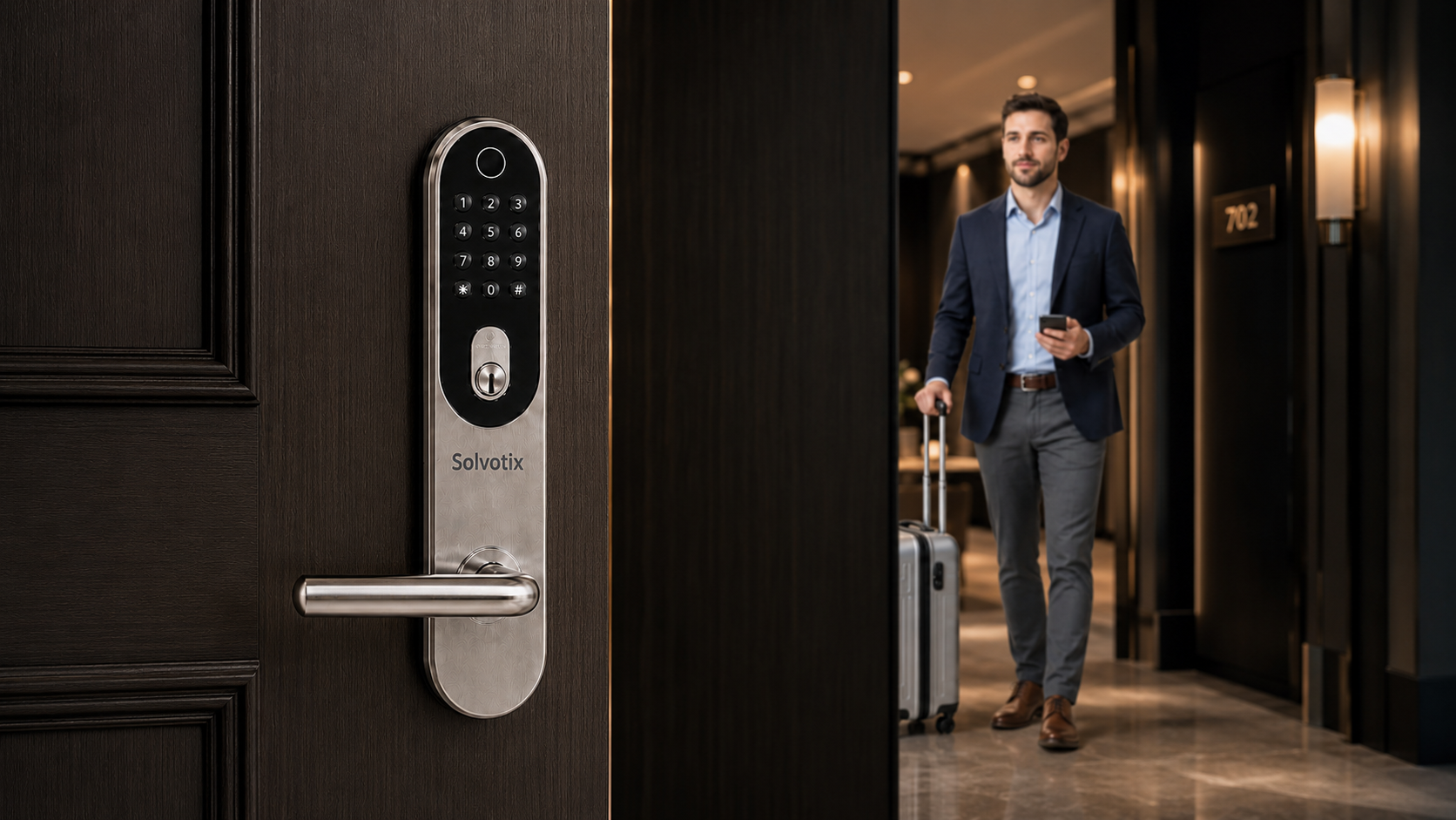 Med Solvotix hanteras åtkomst till hotell, lägenheter och byggnader digitalt—från det första gästmeddelandet till den slutliga utcheckningen.